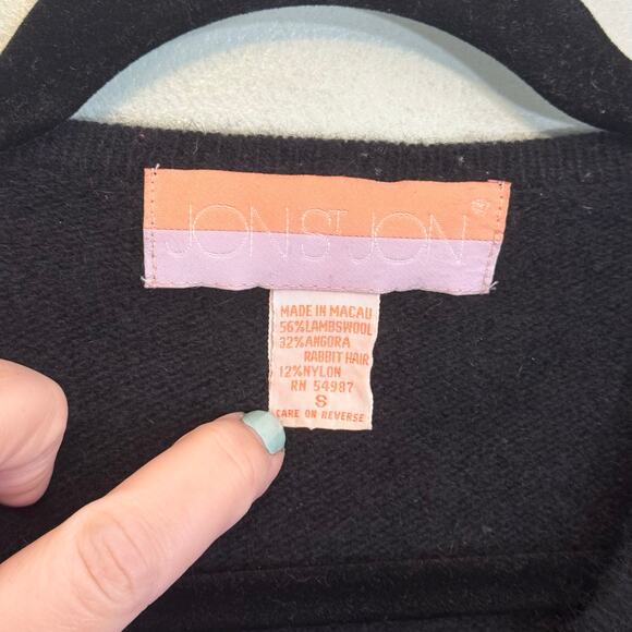 Jon St Jon VTG Sweater Women S Black Lambswool Sequin Beaded Pullover Sweater - Picture 7 of 8